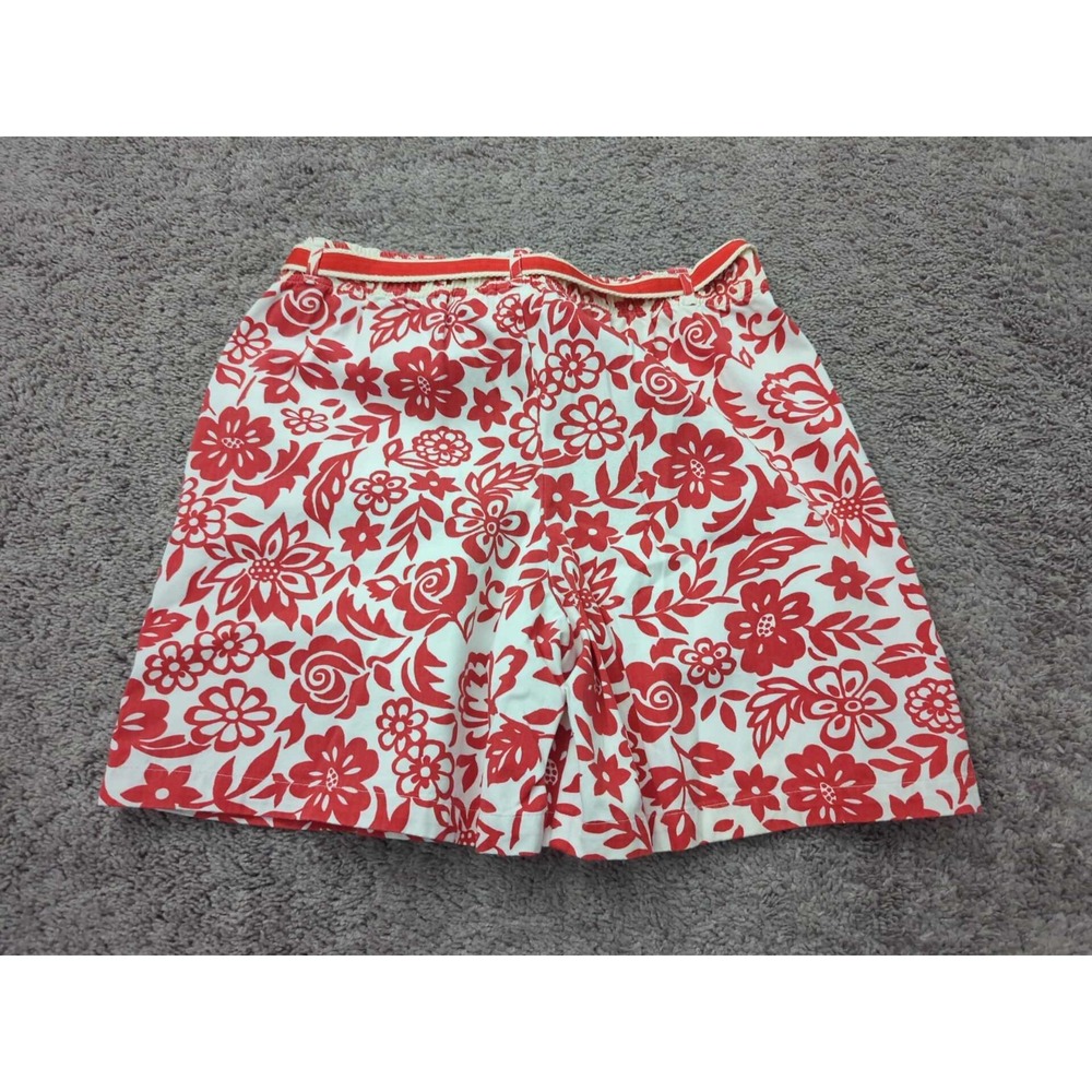 Bobbie Brooks Skort Womens Large Red Floral Elastic Waist Belted Casual‎ - Picture 4 of 6